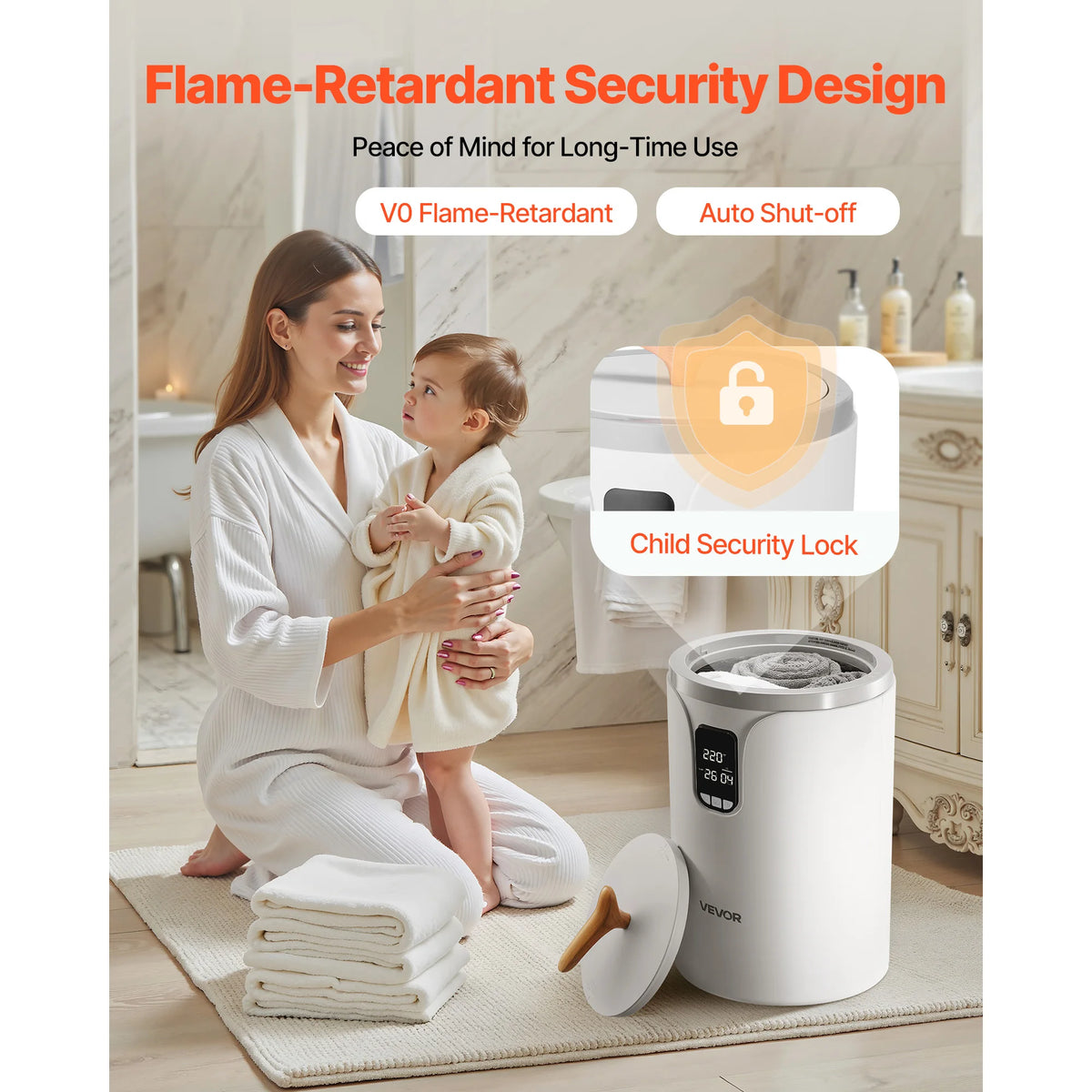 SucceBuy 20L Towel Warmer Bucket w/ LED Light Timer Temperature Setting Security Lock Large Blanket Warmers for SPA Countertop