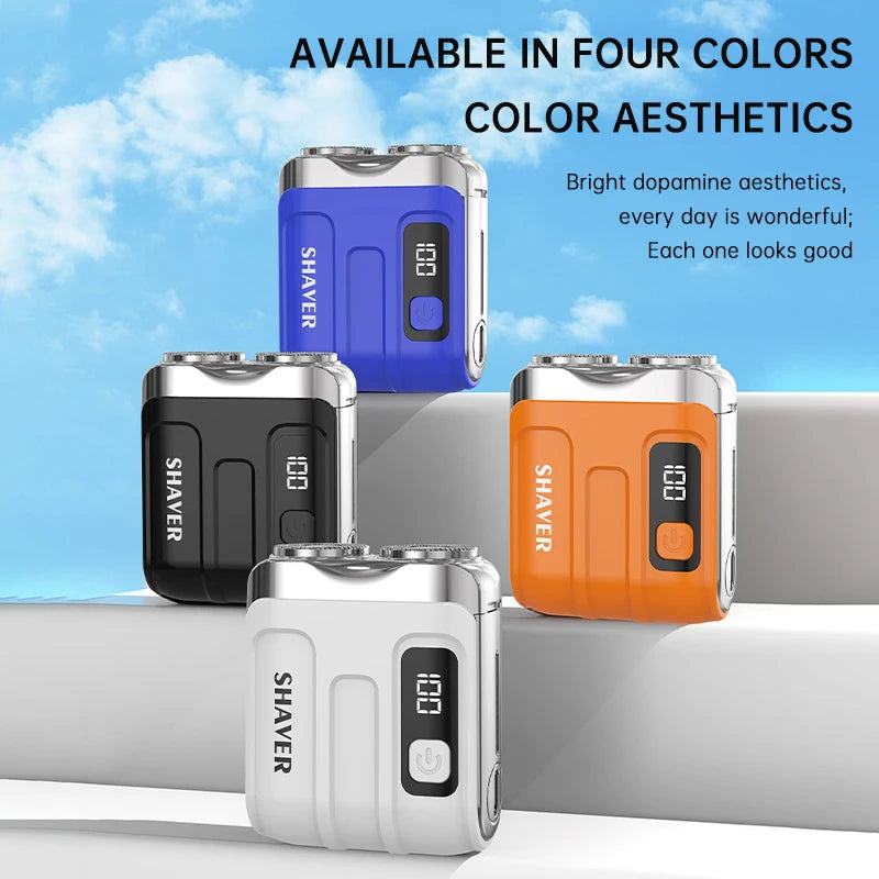 Mini Electric Smart Shaver Household Car Shaver Digital Display Dual Blade Rechargeable Shaver Powerful Beard Trimmer Tool