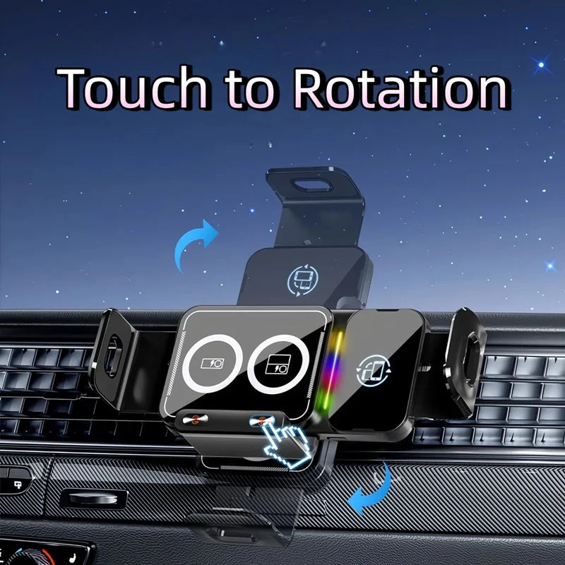 15W Universal Car Phone Wireless Charger Holder 90° Rotation Mount for Samsung Galaxy Fold 6 5 4 3 Z Flip S25 S24 Iphone 17 16