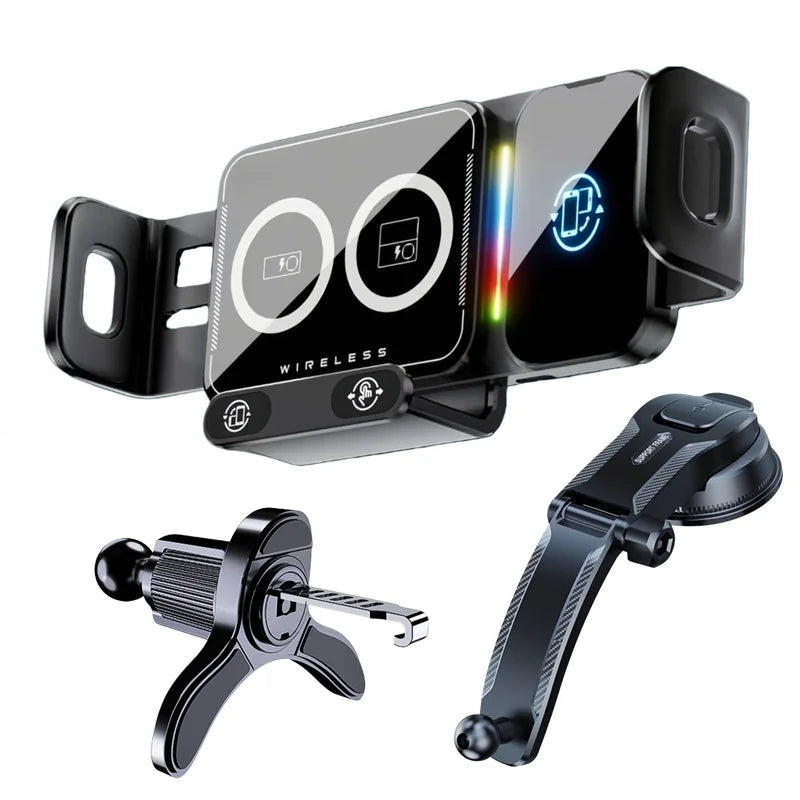 15W Universal Car Phone Wireless Charger Holder 90° Rotation Mount for Samsung Galaxy Fold 6 5 4 3 Z Flip S25 S24 Iphone 17 16