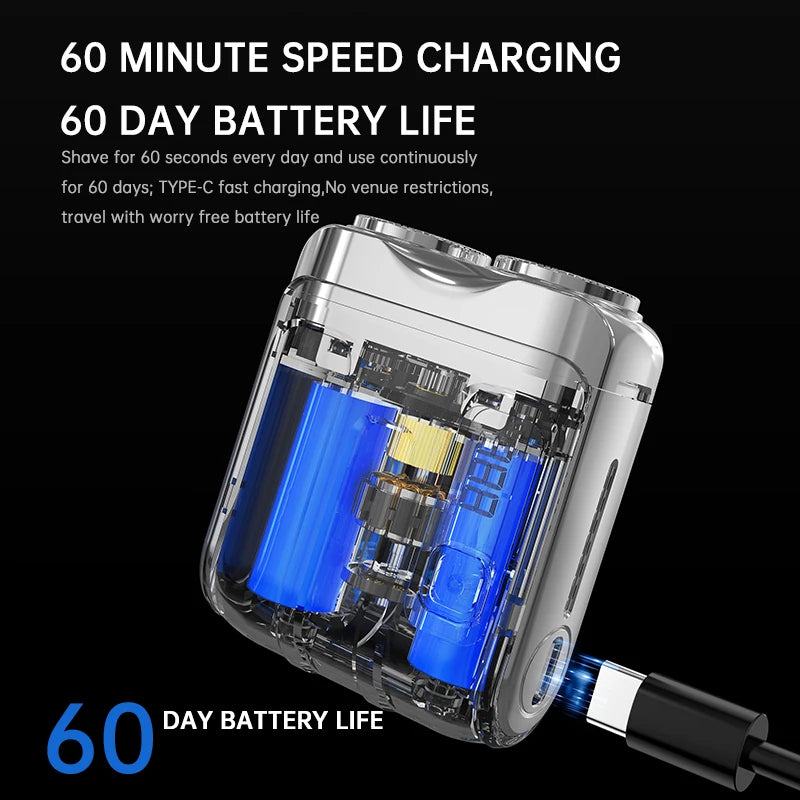 Mini Electric Smart Shaver Household Car Shaver Digital Display Dual Blade Rechargeable Shaver Powerful Beard Trimmer Tool