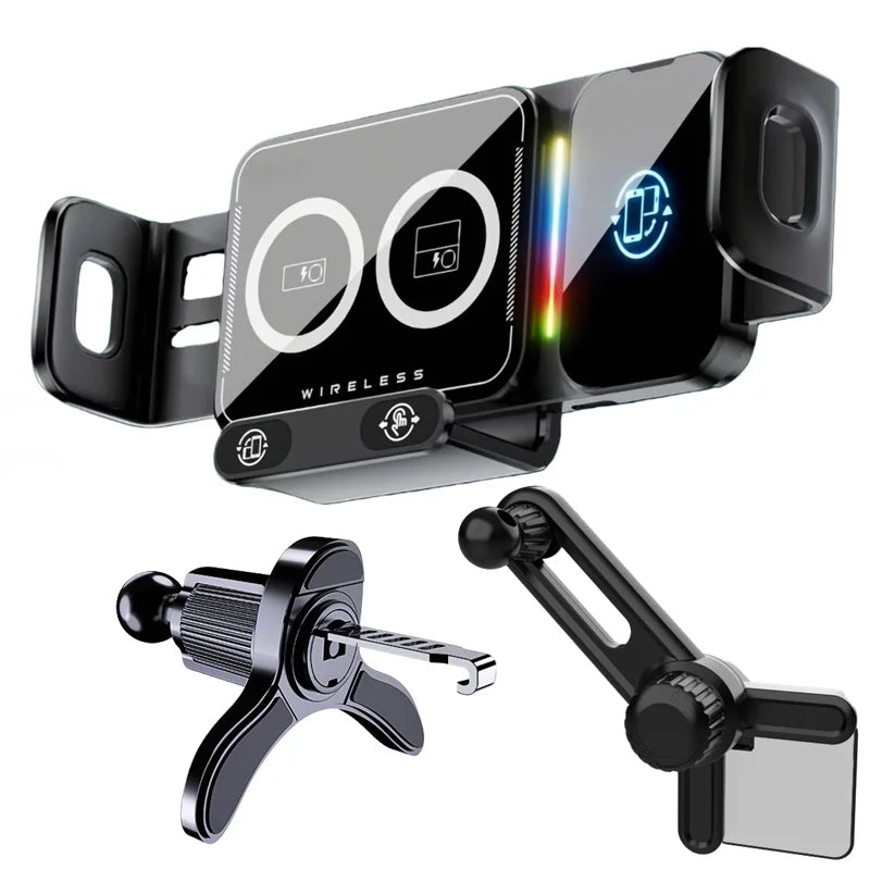 15W Universal Car Phone Wireless Charger Holder 90° Rotation Mount for Samsung Galaxy Fold 6 5 4 3 Z Flip S25 S24 Iphone 17 16