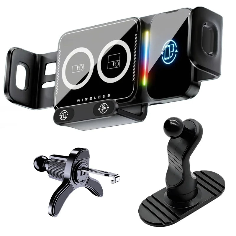 15W Universal Car Phone Wireless Charger Holder 90° Rotation Mount for Samsung Galaxy Fold 6 5 4 3 Z Flip S25 S24 Iphone 17 16