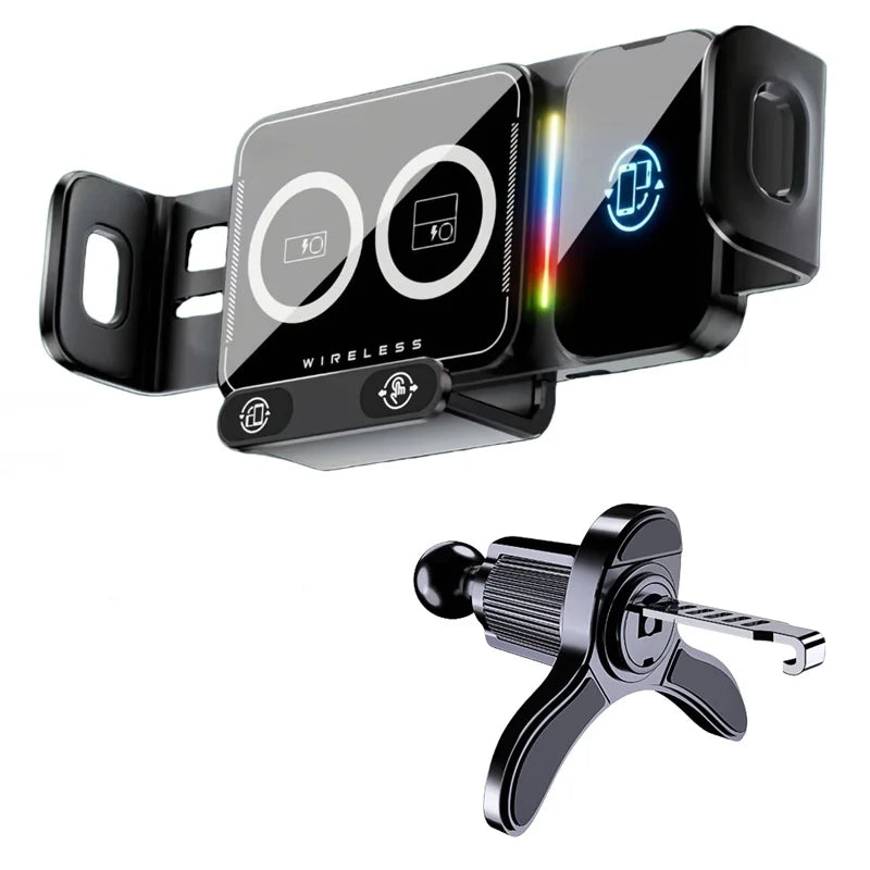 15W Universal Car Phone Wireless Charger Holder 90° Rotation Mount for Samsung Galaxy Fold 6 5 4 3 Z Flip S25 S24 Iphone 17 16